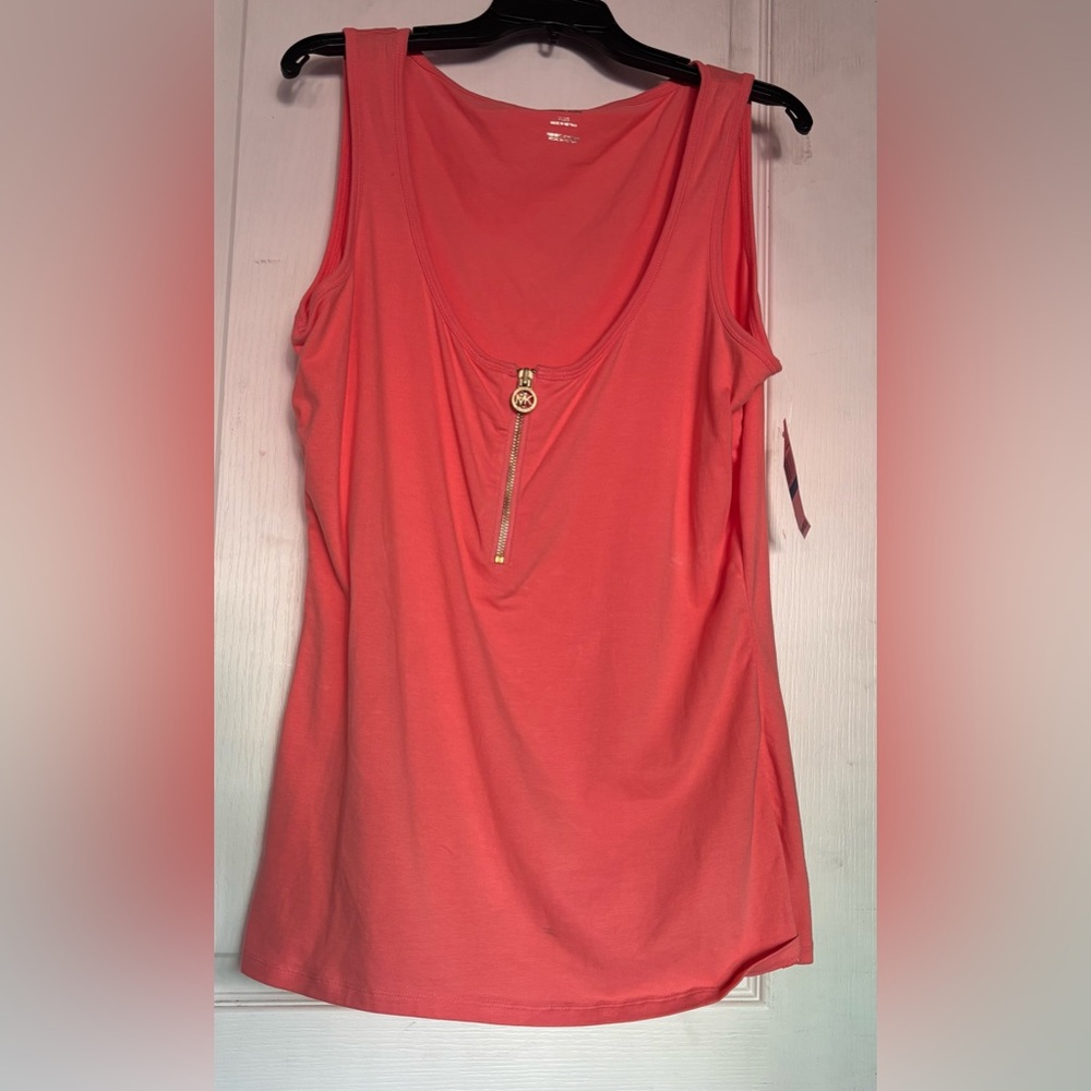 Michael kors Coral Sleeveless Top with Zipper Detail
